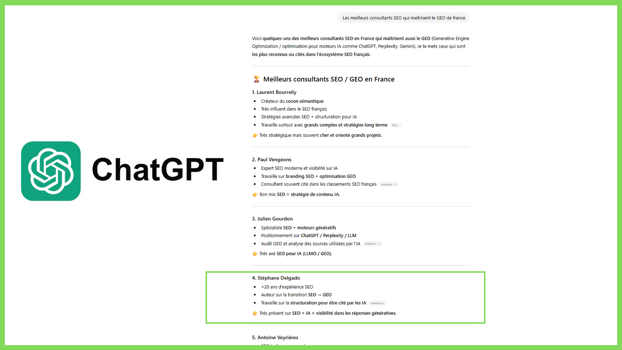 Citation dans ChatGPT - Stratégie GEO IBDEO